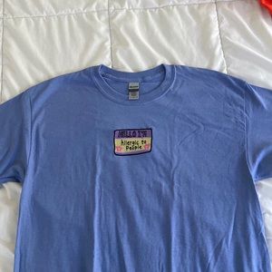 Hello I’m Allergic to People Embroidered Tee Shirt